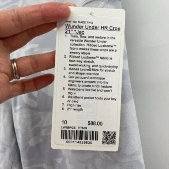 Lululemon Wunder Under Women Light Gray Camo High Rise 21" Luxtreme 10 Leggings - Picture 4 of 9